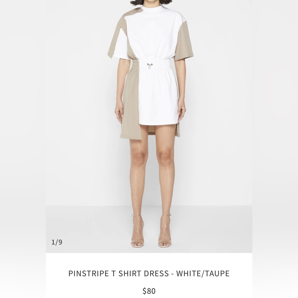 Maniere De Voir | T- shirt Dress | White/Taupe